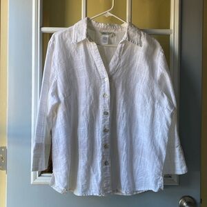 SOLD Instagram / Coldwater Creek Vintage White Linen Blend Button Up